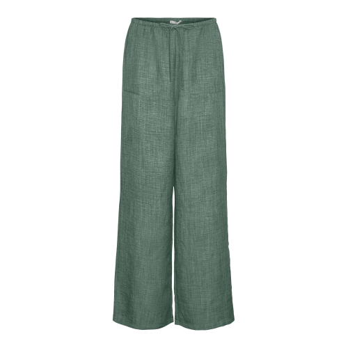 Vero Moda - Pantalon à jambe large fermeture par cordon de serrage taille haute vert - Nouveautés