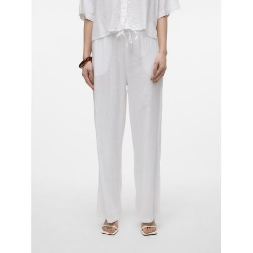 Vero Moda - Pantalon à jambe large taille moyenne blanc - Nouveautés La mode