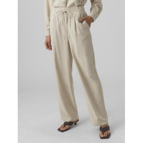 Pantalon à jambe large taille moyenne gris en viscose Pey Vero Moda Mode femme