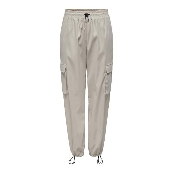 Pantalon cargo fermeture à cordon taille haute gris clair en coton Nola Only Mode femme