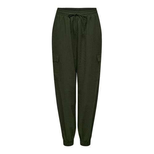 Only - Pantalon cargo fermeture par cordon de serrage taille haute vert foncé - Pantalon  femme