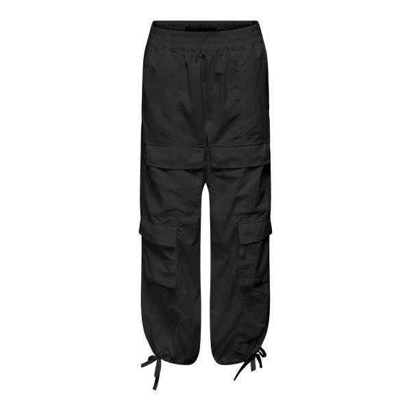 Pantalon cargo taille moyenne noir en nylon Zoé Only Mode femme