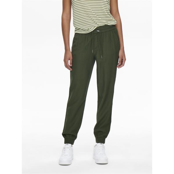 Pantalon taille moyenne vert en viscose Trix Only Mode femme