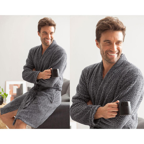 Becquet - Peignoir d'intérieur homme graphique-gris anthracite - Sous-vêtement homme & pyjama