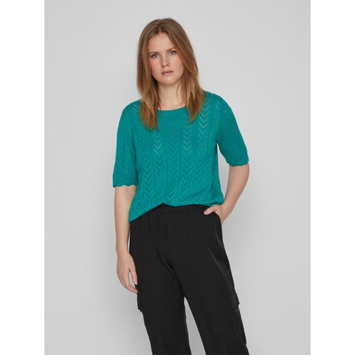 Vila - Pull col rond turquoise - pulls coton femme