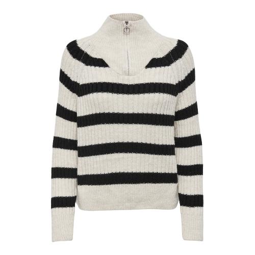 Only - Pull en maille col haut col haut gris clair - Pull femme