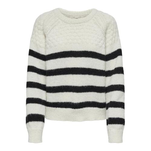 Only - Pull en maille col rond col rond blanc - Vetements femme blanc