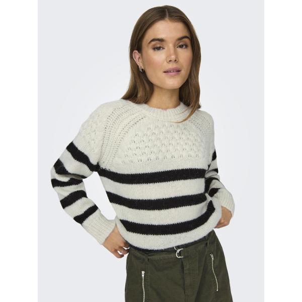 Pull en maille col rond col rond blanc Nora Only
