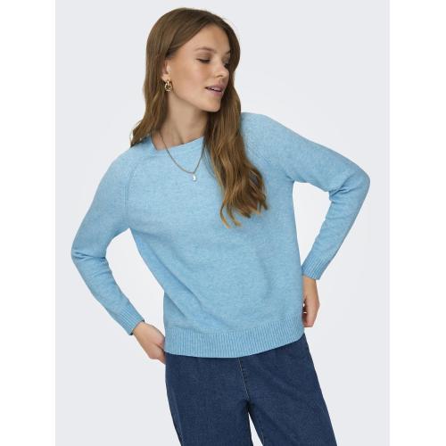 Pull en maille col rond col rond bleu Lily Only