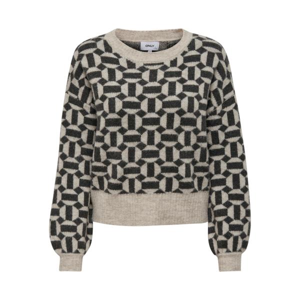 Pull en maille col rond col rond gris clair Mia Only Mode femme