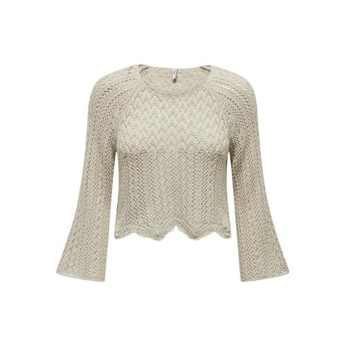 Only - Pull en maille col rond col rond gris clair - pulls coton femme