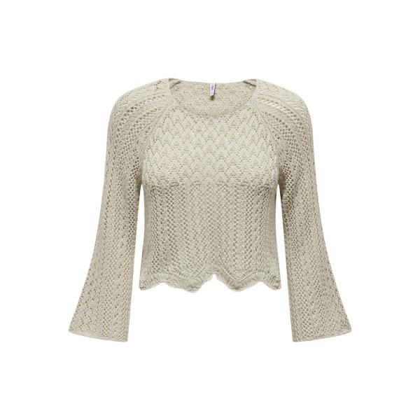 Pull en maille col rond col rond gris clair Uma Only Mode femme