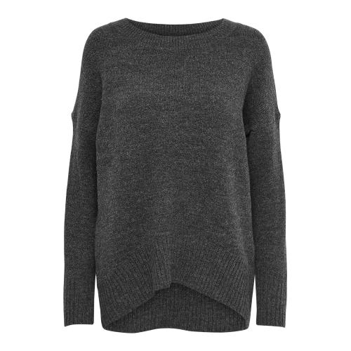 Only - Pull en maille col rond col rond gris foncé - Pull femme