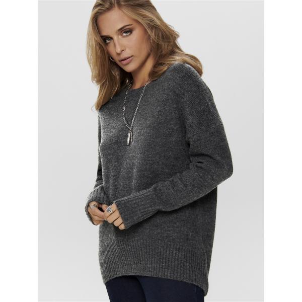Pull en maille col rond col rond gris foncé Willa Only