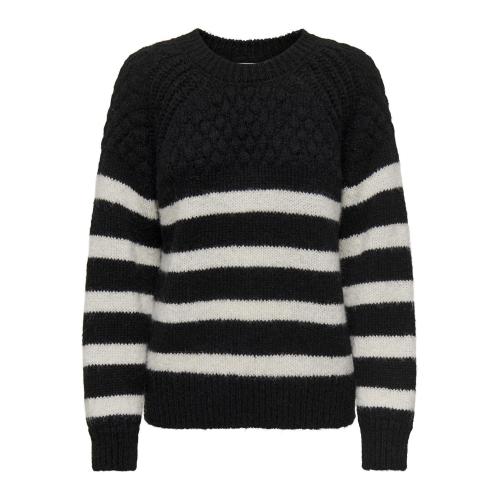 Only - Pull en maille col rond col rond noir - Only