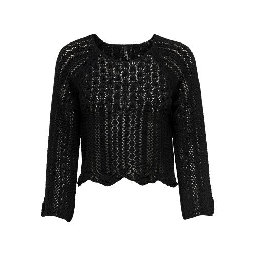 Only - Pull en maille col rond col rond noir - Pull femme