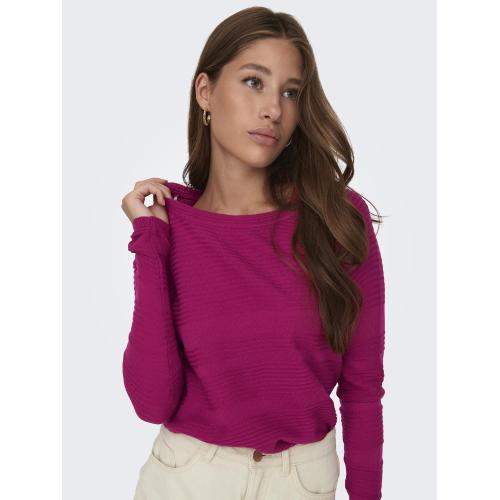 Pull en maille col rond col rond rose foncé Louise Only