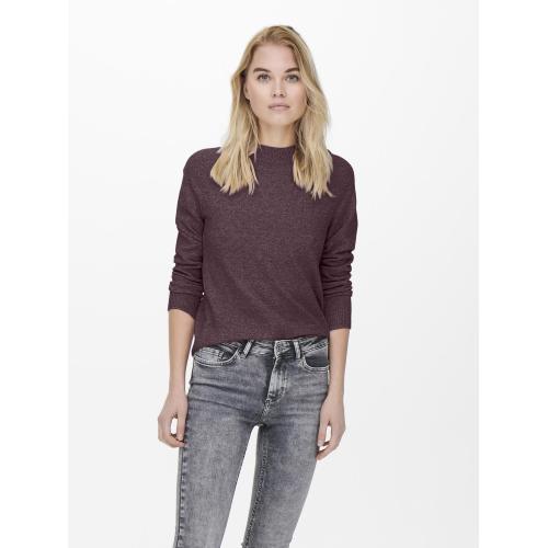 Only - Pull en maille col rond col rond rose foncé - Only