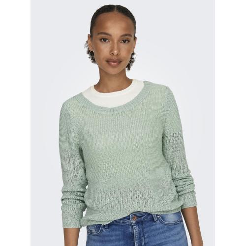 Pull en maille col rond col rond turquoise Elle Only