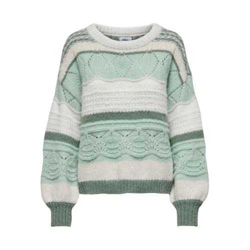 Only - Pull en maille col rond col rond vert clair - Pull femme