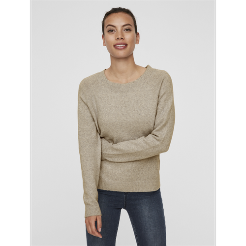 Vero Moda - Pull en maille Col rond Manches longues marron Sue - Pull femme