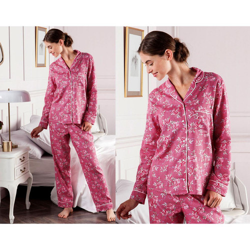 Becquet - Pyjama femme à fleurs en satin - BECQUET HOMEWEAR-rose - Pyjamas femme et lingerie de nuit