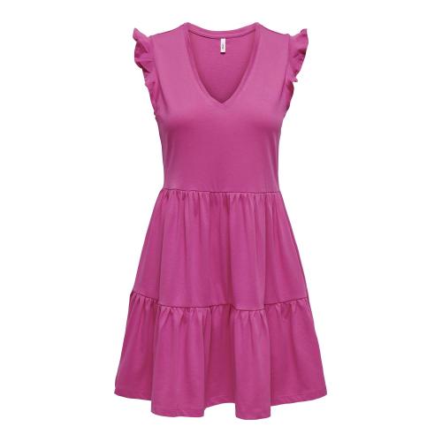 Only - Robe courte manches courtes rose foncé - Robe rose