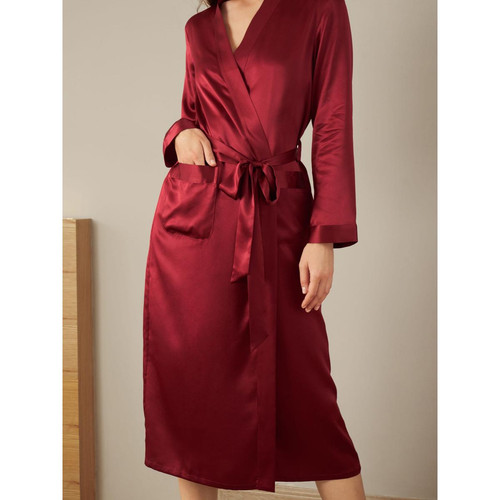 Robe De Chambre En Soie Longue Classique rouge Ensembles et pyjamas femme