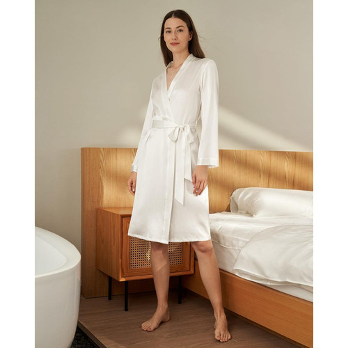 LilySilk - Robe De Chambre Mi longueur 100% Soie Naturelle Classique - Pyjamas femme et lingerie de nuit