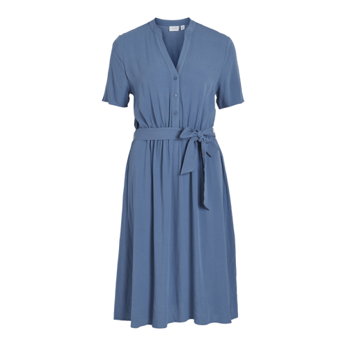 Vila - Robe longue chemise bleu  - Chemise femme