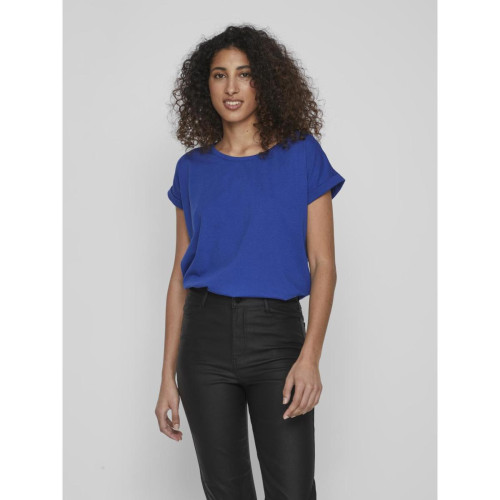 T-shirt col rond manches courtes bleu foncé Daisy Vila Mode femme