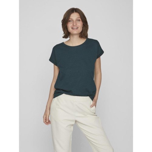 Vila - T-shirt col rond turquoise Xena - T-shirt manches courtes femme
