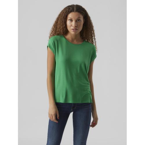 Vero Moda - T-shirt longueur regular col rond épaules tombantes manches courtes vert - Promo T-shirt, Débardeur