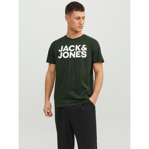 Jack & Jones - T-shirt Standard Fit Col rond Manches courtes Vert foncé en coton Dylan - Puma vert