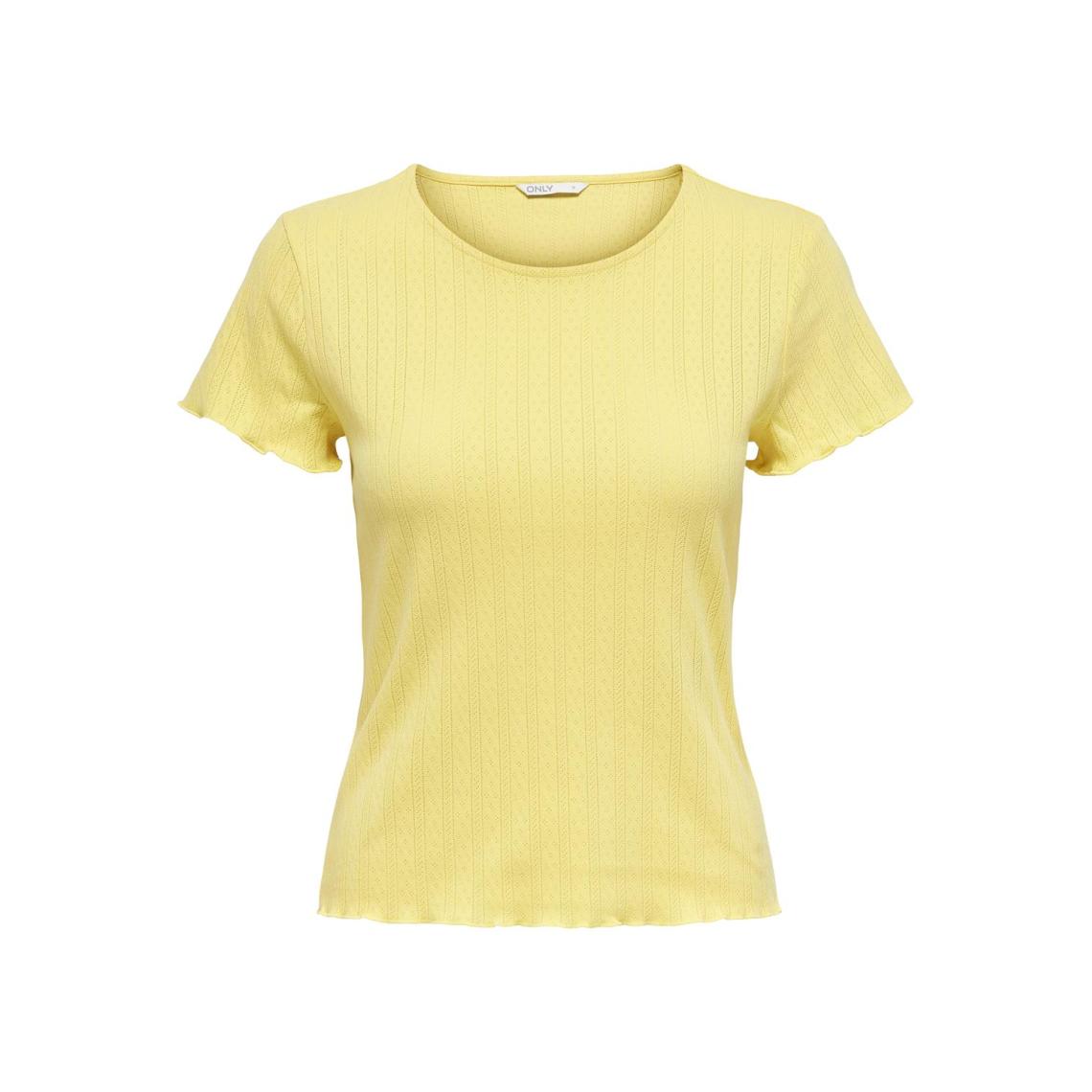 T-shirt tight fit col rond manches courtes jaune en coton Alice