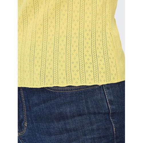 T-shirt tight fit col rond manches courtes jaune en coton Alice Only