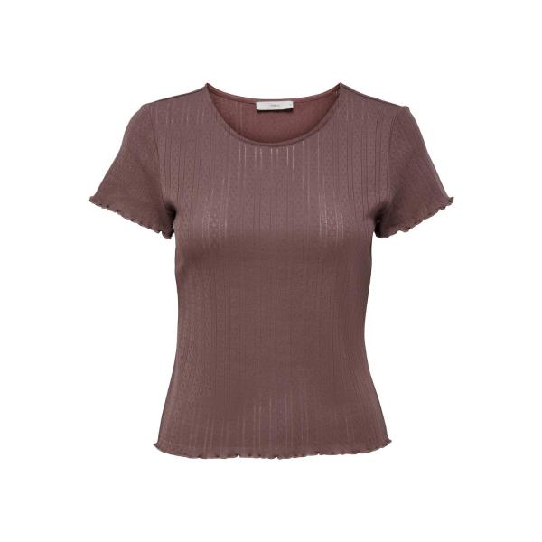 T-shirt tight fit col rond manches courtes rose foncé en coton Gaia Only Mode femme