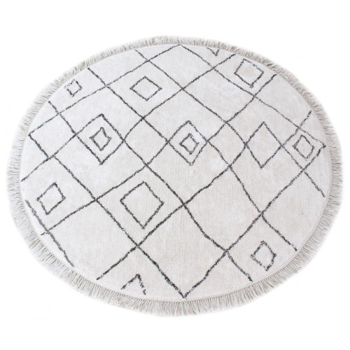 3S. x Home - Tapis rond  Ivoire/taupe en Coton  - Tapis rond
