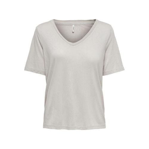 Only - Top col en v manches courtes gris clair - Only