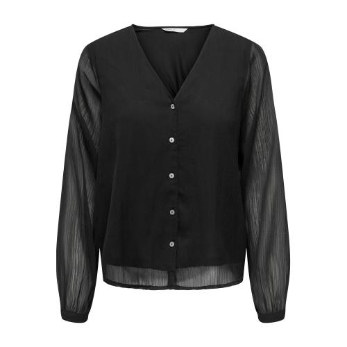 Only - Top col en v manches longues noir - Nouveautés blouses femme