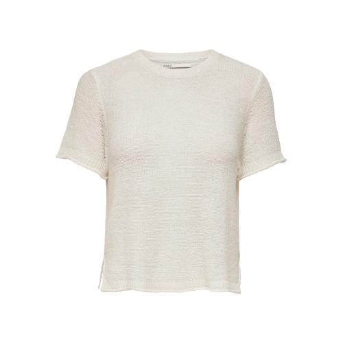 Only - Top col rond manches 2/4 blanc - Blouse femme