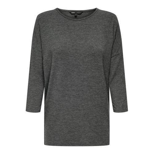 Only - Top col rond manches 3/4 noir - Vetements femme