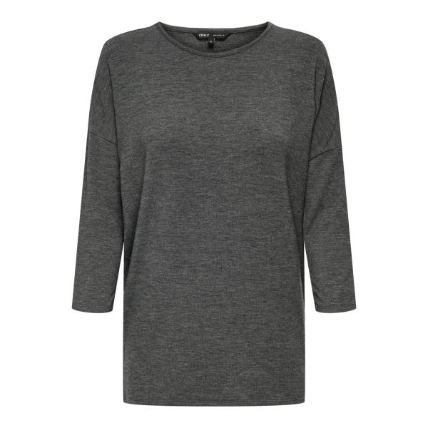 Top col rond manches 3/4 noir Adele Only Mode femme