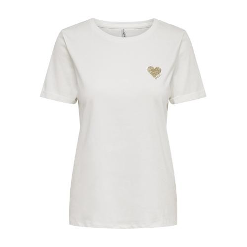 Only - Top col rond manches courtes blanc - Nouveautés blouses femme