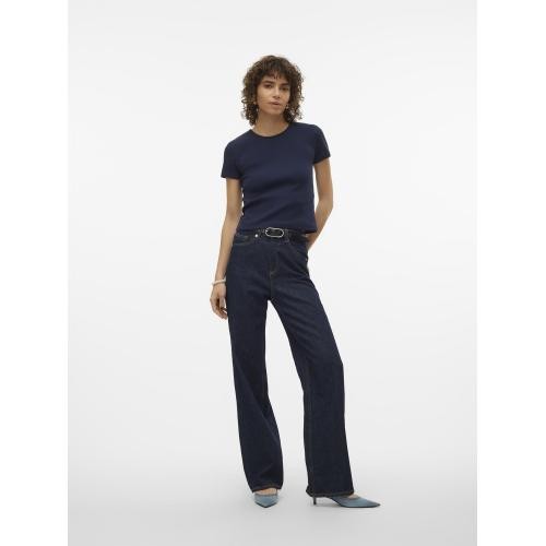 Vero Moda - Top col rond manches courtes bleu - Nouveautés t-shirts femme