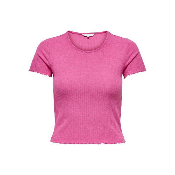 Top col rond manches courtes fuchsia Isa Only Mode femme