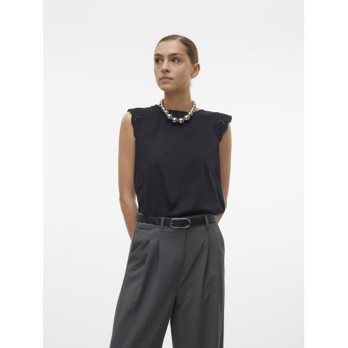 Vero Moda - Top col rond manches courtes noir - Nouveautés t-shirts femme