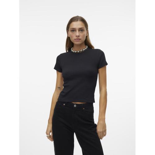Vero Moda - Top col rond manches courtes noir - Nouveautés t-shirts femme