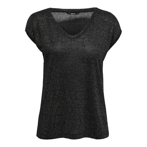 Top col rond manches courtes noir Maud Only Mode femme