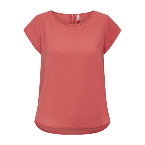 Only - Top col rond manches courtes rose foncé - Only
